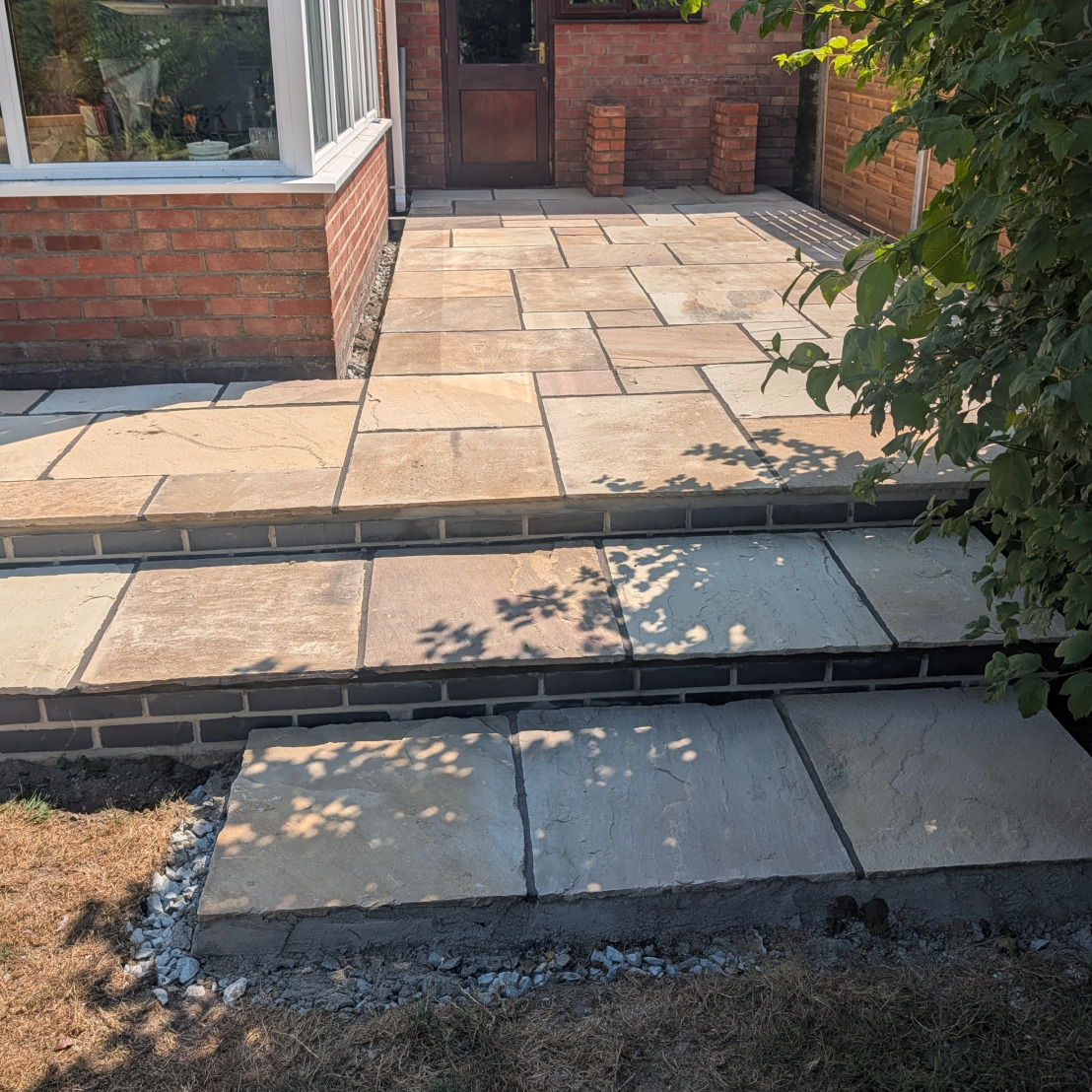 newly laid patio and steps